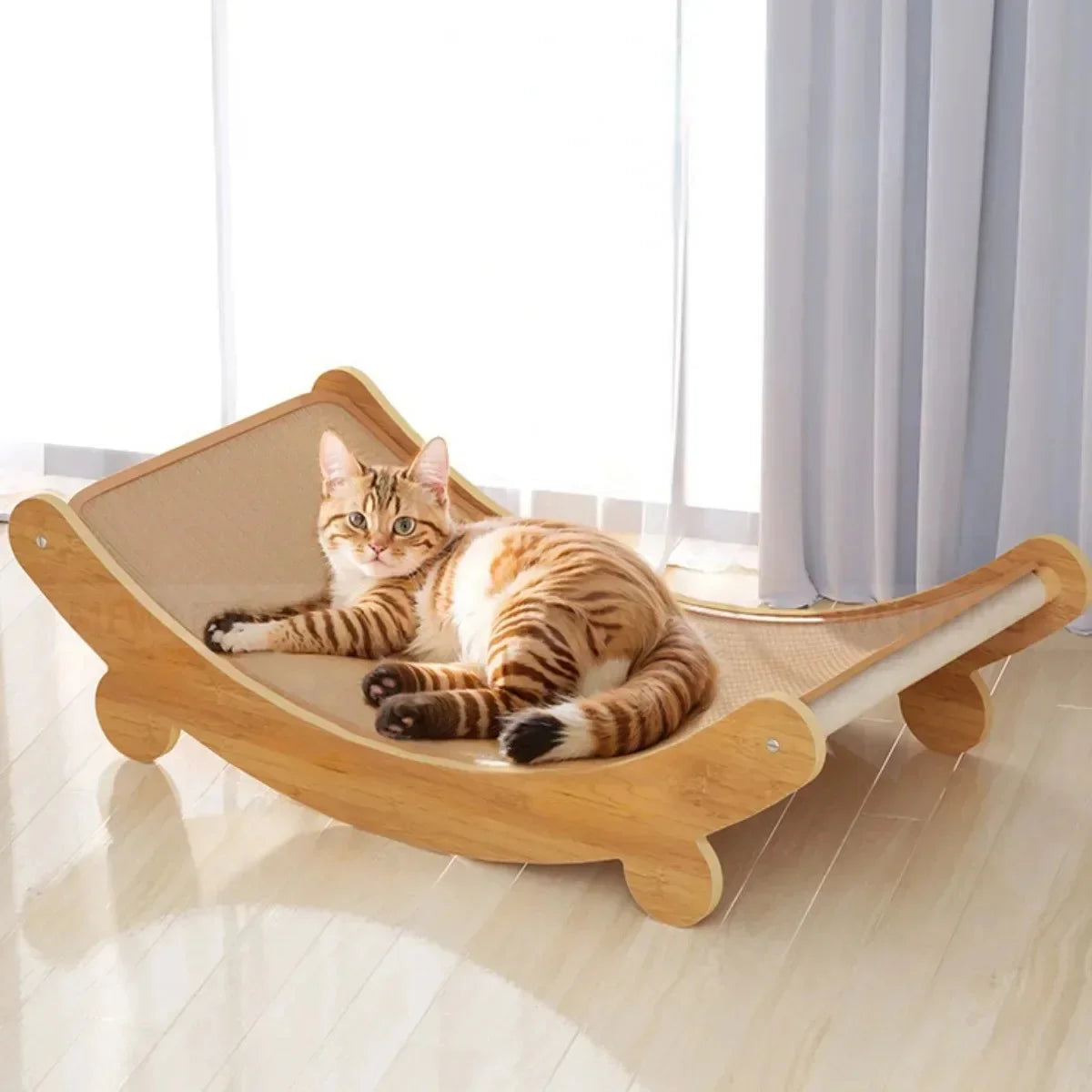 Wooden Cat Scratching Recliner